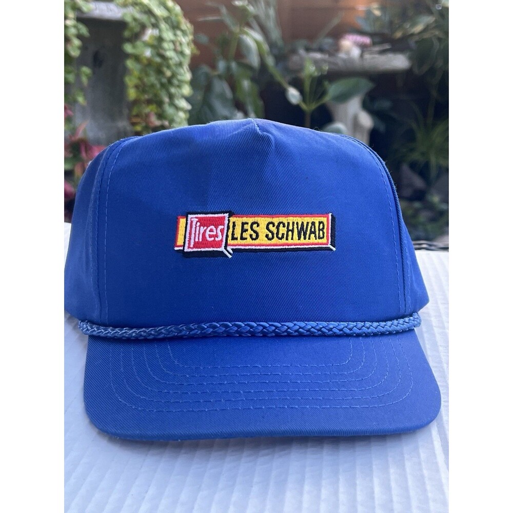 AuthenticVintage 1980’s-90s Les Schwab Tires GO USA Blue Rope Snapback Promo Hat